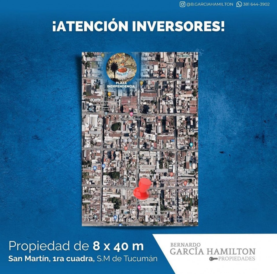 CASA TERRENO CALLE SAN MARTIN 1ERA CUADRA