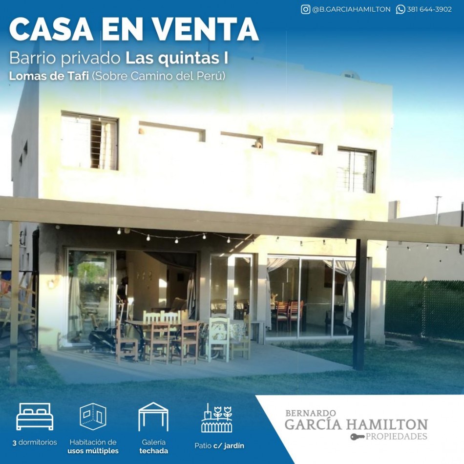 CASA EN VENTA BARRIO PRIVADO LAS QUINTAS 1