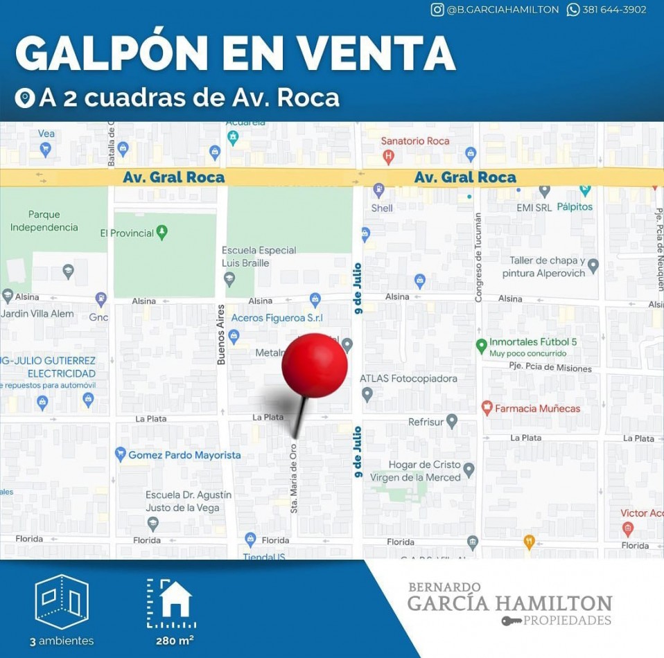 GALPON EN VENTA A 2 CUADRAS DE AV. ROCA