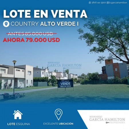 VENTA TERRENO  BARRIO PRIVADO  ALTO VERDE 1 
